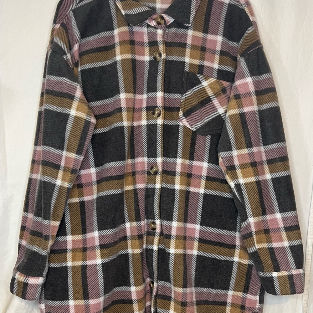 Plaid Button-Up Shirt Jacket